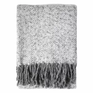 Crossland Grove Herringbone Faux Mohair Throw Grey 1300x1800mm