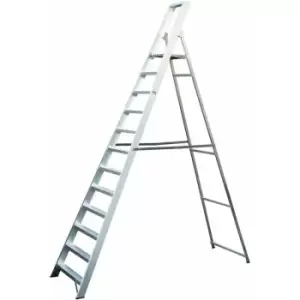 Loops - 2.6m Aluminium Platform Step Ladders -12 Tread-4.2m Work Height heavy duty Steps