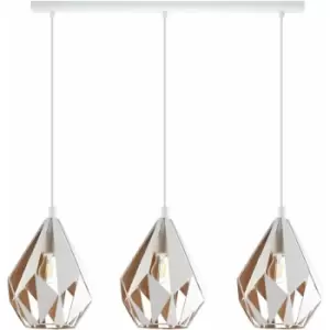 Hanging Ceiling Pendant Light White & Gold Geometric 3x 60W E27 Kitchen Island