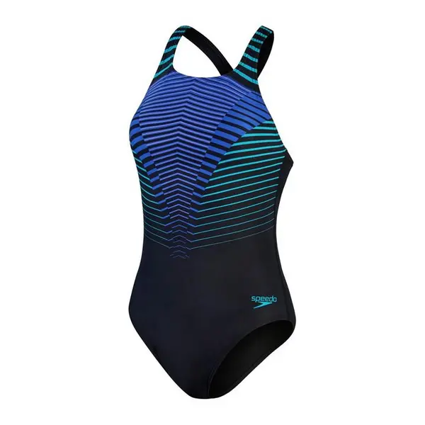 Speedo Digital Placement Medalist Swimsuit Black/Blue 30"