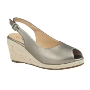 Cipriata Womens/Ladies Regina PU Buckle Wedge Heel Sandals (7 UK) (Pewter)