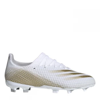 adidas X Ghosted .3 Junior FG Football Boots - White/MetGold