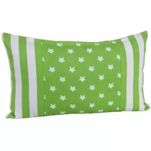 Homescapes - Cotton Green Stripe Border, Stars Rectangular Cushion Cover,30 x 50cm - Green