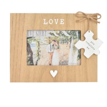 6" x 4" - Love Story Wooden Love Photo Frame with Tag