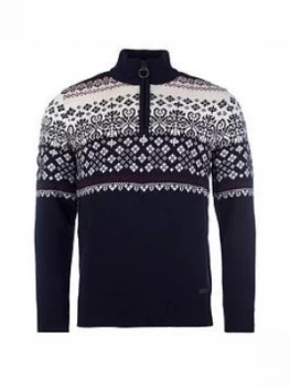 Barbour Fairisle Half Zip Sweater - Navy