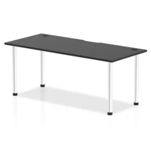 Impulse Black Series 1800 x 800mm Straight Table Black Top with Cable Ports Aluminium Leg