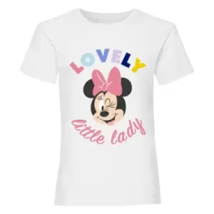 Disney Girls Lovely Little Lady Minnie Mouse T-Shirt (1-2 Years) (White)