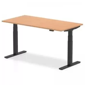 Air 1600 x 800mm Height Adjustable Desk Oak Top Black Leg