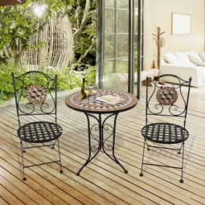 Outsunny 3 Pcs Mosaic Bistro Table Chair Set Patio Garden Dining Furniture Outdoor