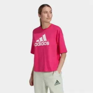 adidas Essentials Multi-Colored Logo Loose Fit Crop Top W - Team Real Magenta / White / Wh