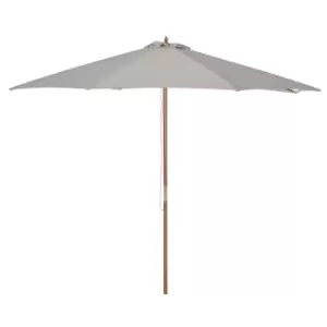 Outsunny 3M Fir Wooden Garden Parasol Sun Shade Outdoor Umbrella Canopy - Grey