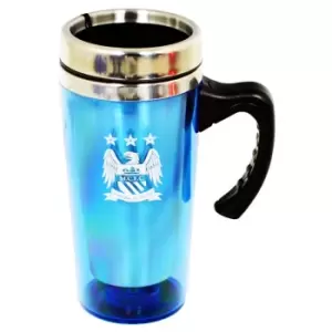 Manchester City FC Official Aluminium Football Crest Travel Mug (One Size) (Sky Blue)