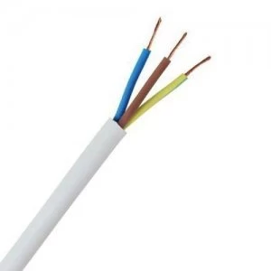Zexum 1mm 3 Core Heat Resistant Flex Cable White 3093Y - 5 Meter