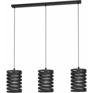 Pendant Ceiling 3 Bulb Light Colour Black Shade Slim Black Spiral Bulb E27 3x40W