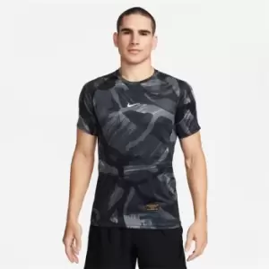 Nike Pro Dri-FIT Mens Short-Sleeve Slim Camo Top - Black