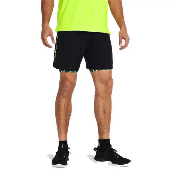 Under Armour Mens Woven Wordmark Sports Shorts L - Waist 34-36' (86.4-91.4cm) Black High Vis Yellow 1383356-002-L