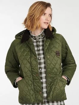 Barbour Tobymory Detachable Hood Quilted Jacket - Olive, Green, Size 12, Women