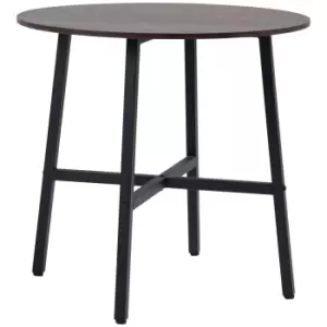 HOMCOM 85cm Dining Room Table, Industrial Style Kitchen Table Round with Steel Legs, Rustic Brown