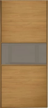 Wickes Sliding Wardrobe Door Fineline Oak Panel and Cappuccino Glass - 2220 x 610mm