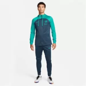 Nike Barcelona Strike Mens Nike Dri-FIT Soccer Hooded Knit Tracksuit - Blue