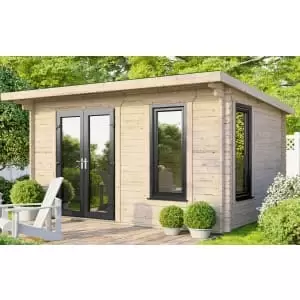 Power Sheds 14 x 8ft Left Hand Door Pent Notched Logs Log Cabin