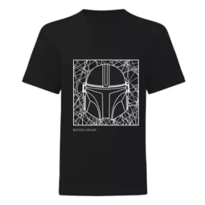 Star Wars: The Mandalorian Boys Line Drawing Helmet T-Shirt (5-6 Years) (Black)