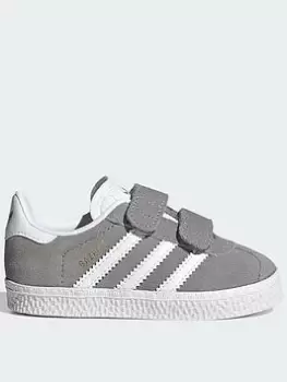 adidas Originals Infant Gazelle, Light Grey, Size 3