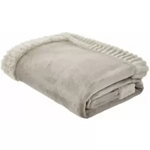 Catherine Lansfield Velvet And Faux Fur Fringed Throw, Natural, 150 x 200 Cm