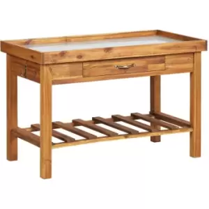 Vidaxl - Garden Work Bench with Zinc Top Solid Acacia Wood - Brown