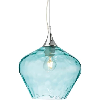 Firstlight - Titan Dome Pendant Light Chrome with Aqua Glass