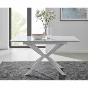 Furniture Box Lira 120Cm Rectangular Extending White High Gloss 4 To 6 Seater Dining Table