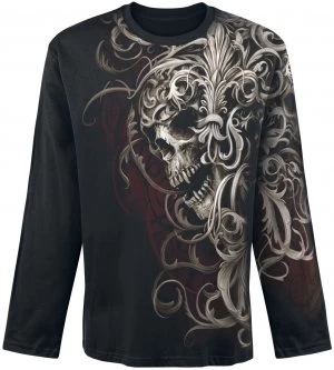 Spiral Skull Shoulder Wrap Long-sleeve Shirt black