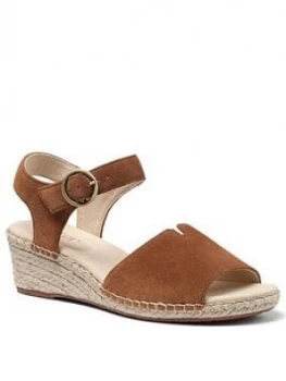 Hotter Fiji Wedge Ankle Strap Sandals - Dark Tan