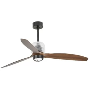 Faro DECO LED Black, Wood Ceiling Fan with DC Motor, 3000K