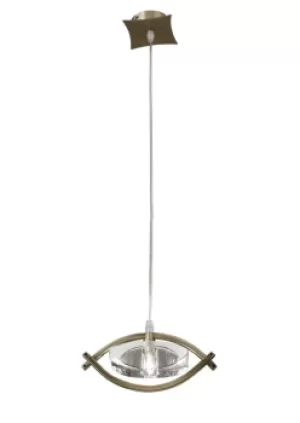 Kromo Ceiling Pendant 1 Light G9, Antique Brass