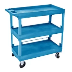 GPC Plastic Multi Purpose Trolley Service Trolley 3 Storage Trays Blue