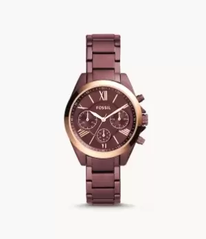 Fossil Women Modern Courier Midsize Chronograph Wine Stainless Steel Watch