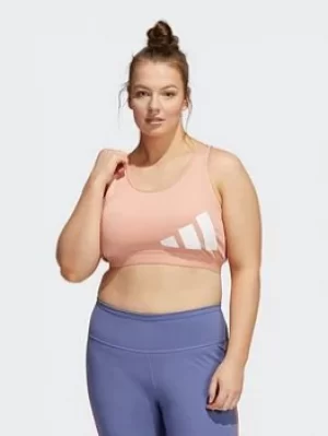 adidas Believe This Medium-support Workout Logo Bra (plus Size), Pink/White, Size 1X, Women