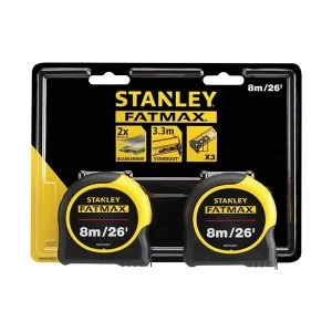 Stanley Tools FatMax Classic Tape Twin Pack 8m/26ft (Width 32mm)