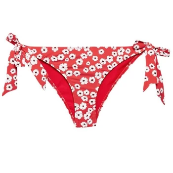 Jack Wills Tallian Tie Side Bikini Bottoms - Red Floral