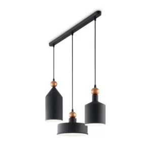 Triade 3 Light Cluster Ceiling Pendant Black