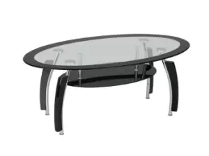 Seconique Elena Coffee Table - Clear/Black Glass/Silver/Black