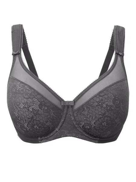 Berlei Beauty Lace Underwired Smoothing Bra Dark Grey