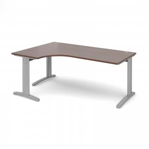 TR10 Deluxe Left Hand Ergonomic Desk 1800mm - Silver Frame Walnut Top