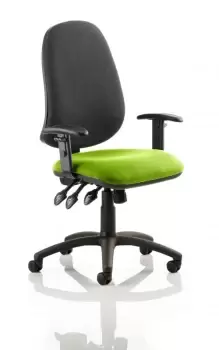 Eclipse XL Lever Task Operator Chair Black Back Bespoke Seat With Height Adjustable Arms In Lime