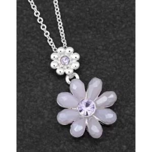 Boho Chic Silver Plated Flower Necklace Purple