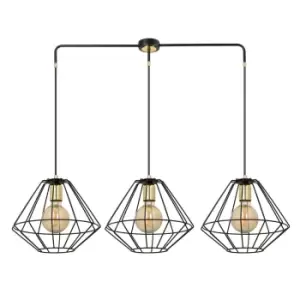 Emibig Alteo Black Wire Frame Pendant Ceiling Light 3x E27