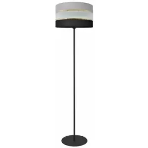 Helam Lighting - Helam Helen Floor Lamp With Shade Black, Gold, Grey 35cm