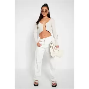 I Saw It First Ecru Straight Leg Jeans - White