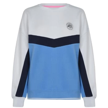 Jack Wills Eyethorne Colour Block Crew Neck Sweatshirt - Pale Blue